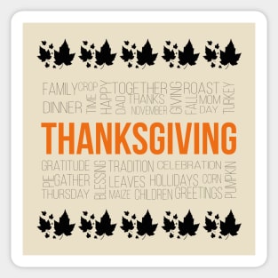 Thanksgiving Words Maple Leaves Sticker